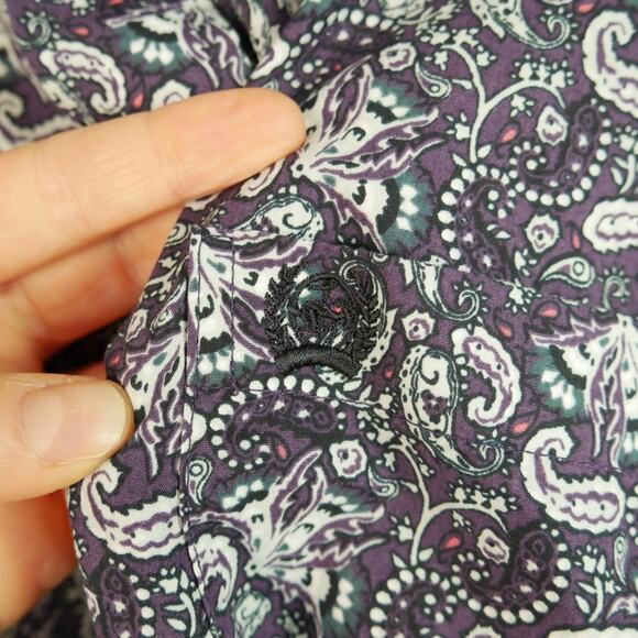 Cinch Men's Western Shirt XXL Purple Paisley Cotton Button Up Embroidered Logo - Picture 3 of 6